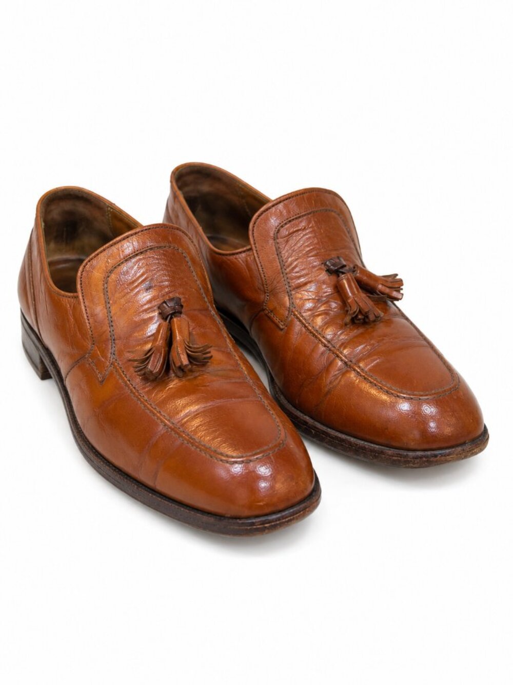 Vintage Florsheim Imperial Brown Tassel Loafers Mens 10 D Leather Dress Shoes